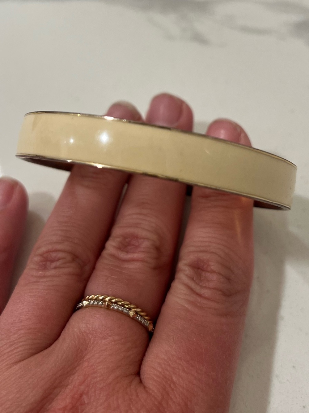 J. Crew - Cream Enamel and Gold-Tone Bangle Bracelet